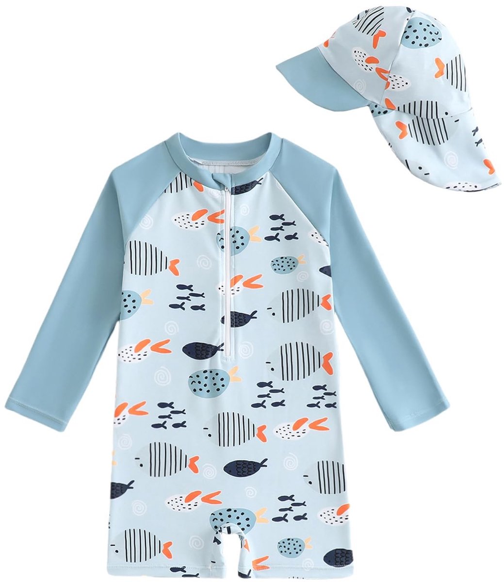Baby zwempak met lange mouwen - UV-bescherming met hoed