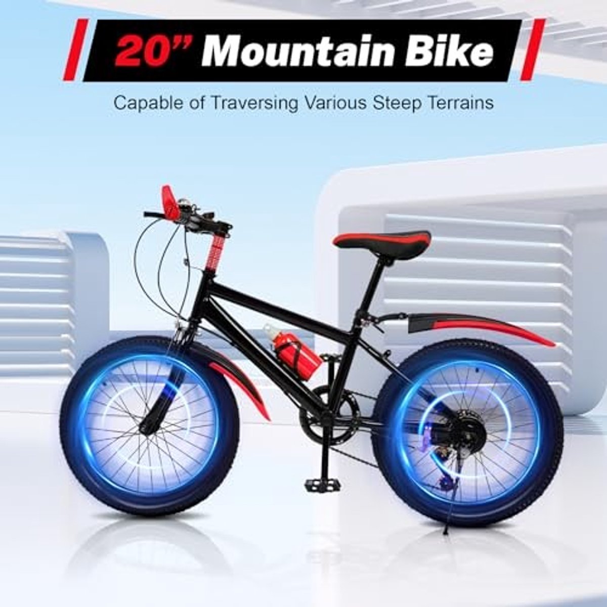 Kinderfiets 20 Inch Mountainbike 7 Versnellingen met Mudguard en Waterfles