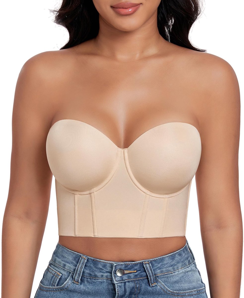 Strapless Push Up Beha - Sterke Ondersteuning - Beige