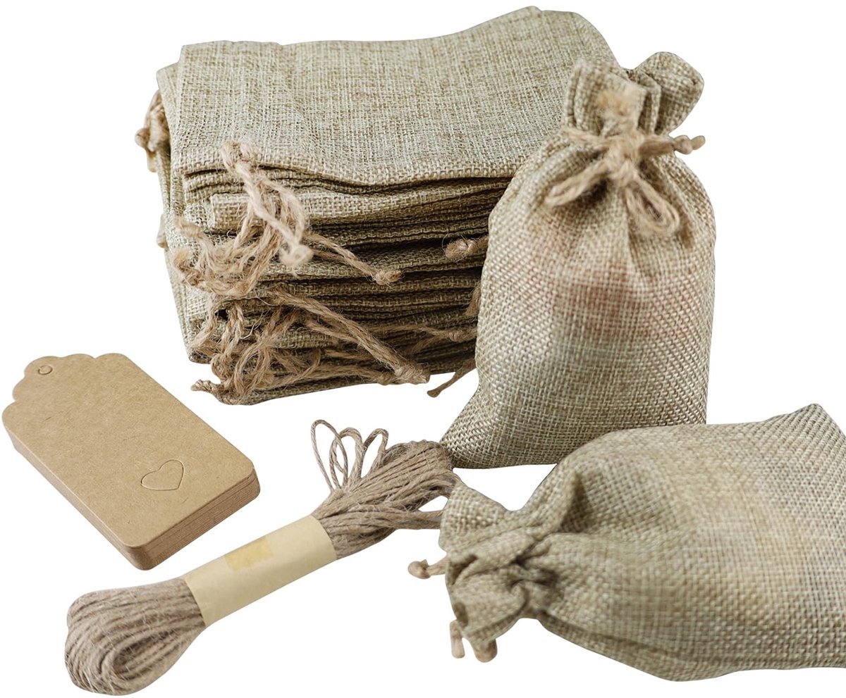 Jute Geschenktassen Set van 30 - Voor DIY en Feestjes - 10 x 15 cm