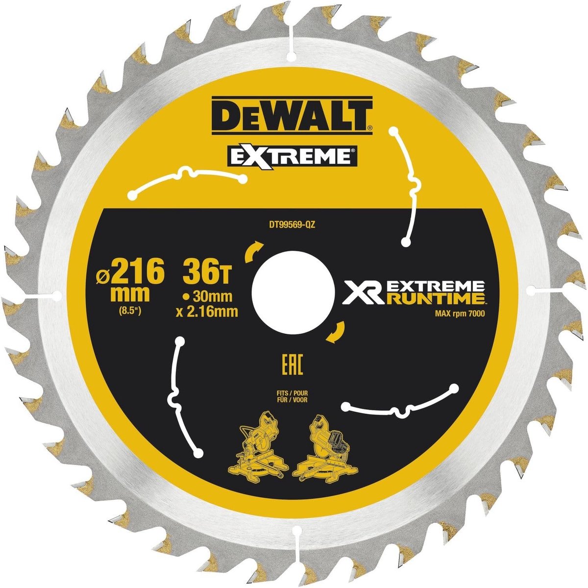 Cirkelzaagblad XR 216 mm x 30 mm - Voor hout met spijkers
