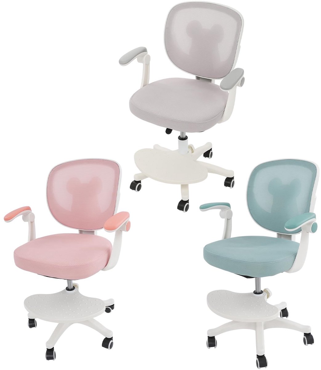 Ergonomische Kinderstoel met Beweegbare Armleningen - Lichtgrijs
