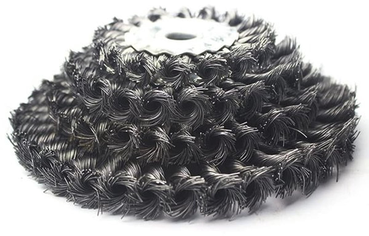 Draadwielborstel, platte geknoopte staaldraad haakse slijper accessoire voor reiniging, polijsten en schuren (200 mm x 22 mm)