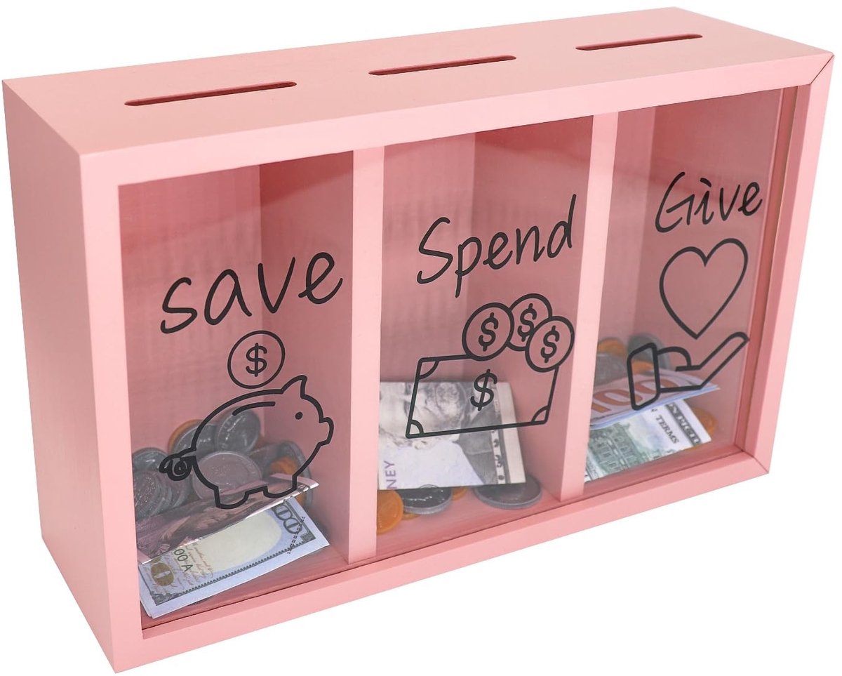 Spaarpot met 3 Compartimenten - Roze