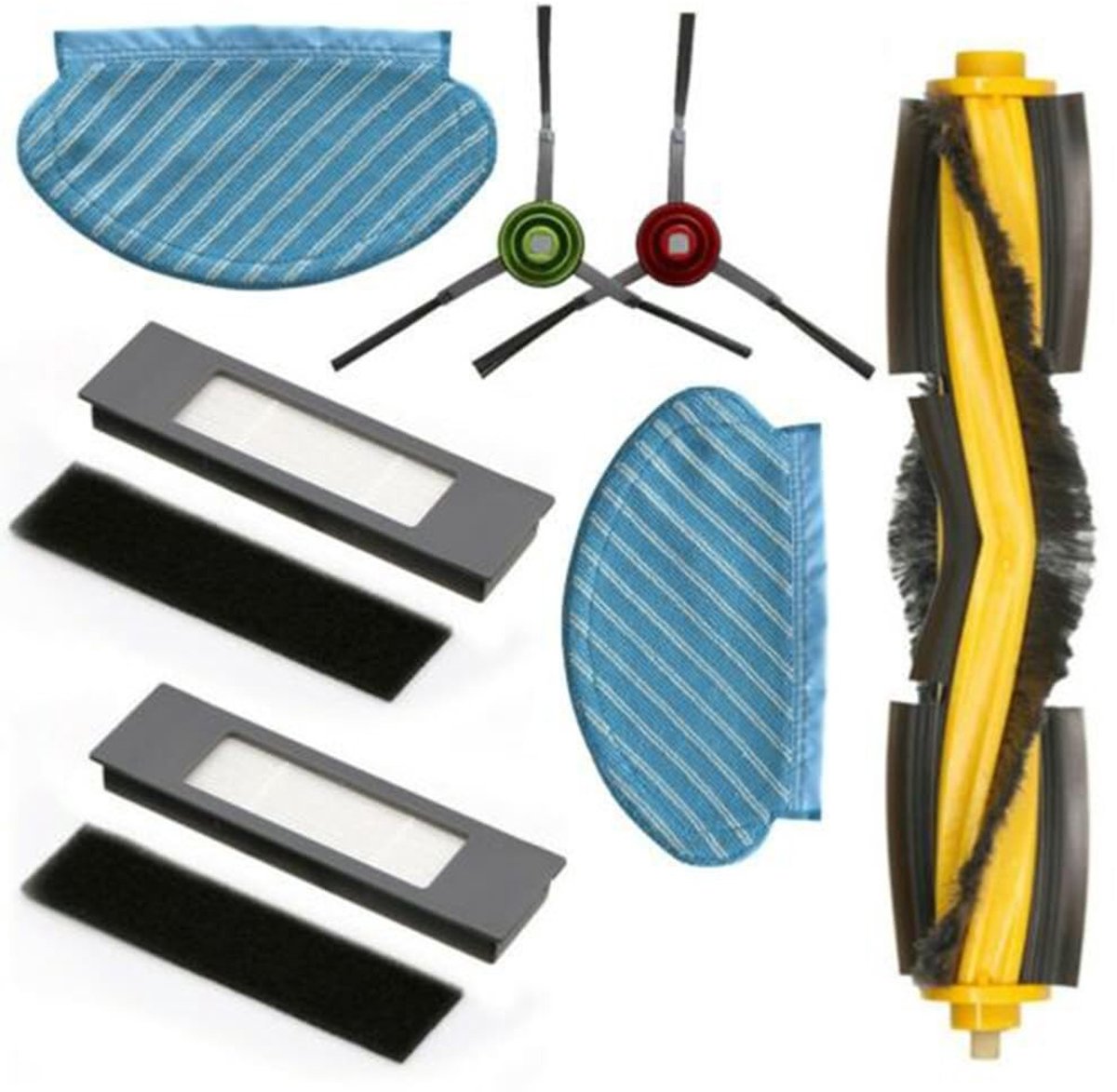 Vervangingsset voor Robotstofzuiger - 1 Rollerborstel, 2 Filters, 2 Zijborstels en 2 Mopdoeken