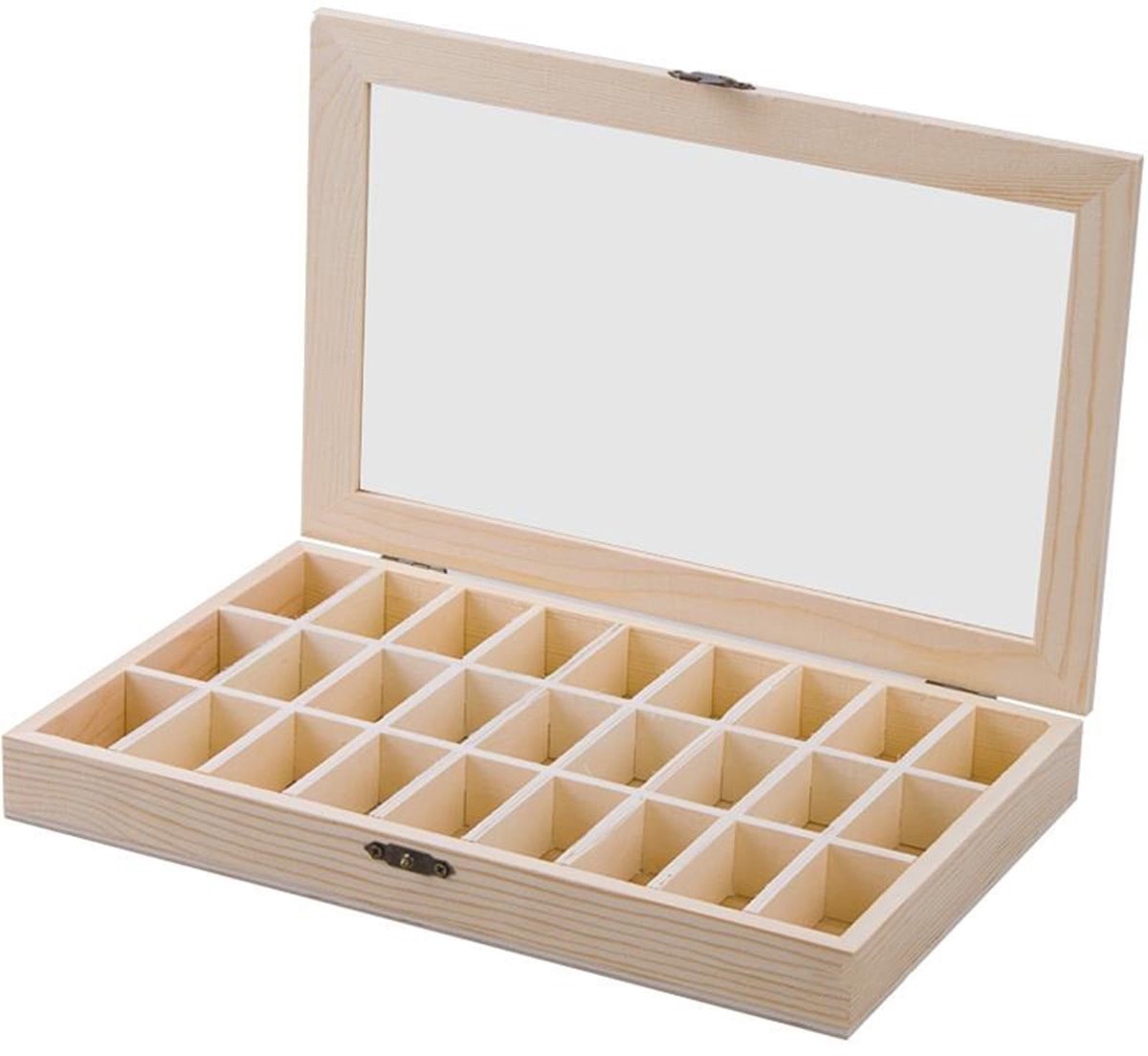 Mineralen verzamelbox - Hout met transparant deksel - 28 x 18 cm