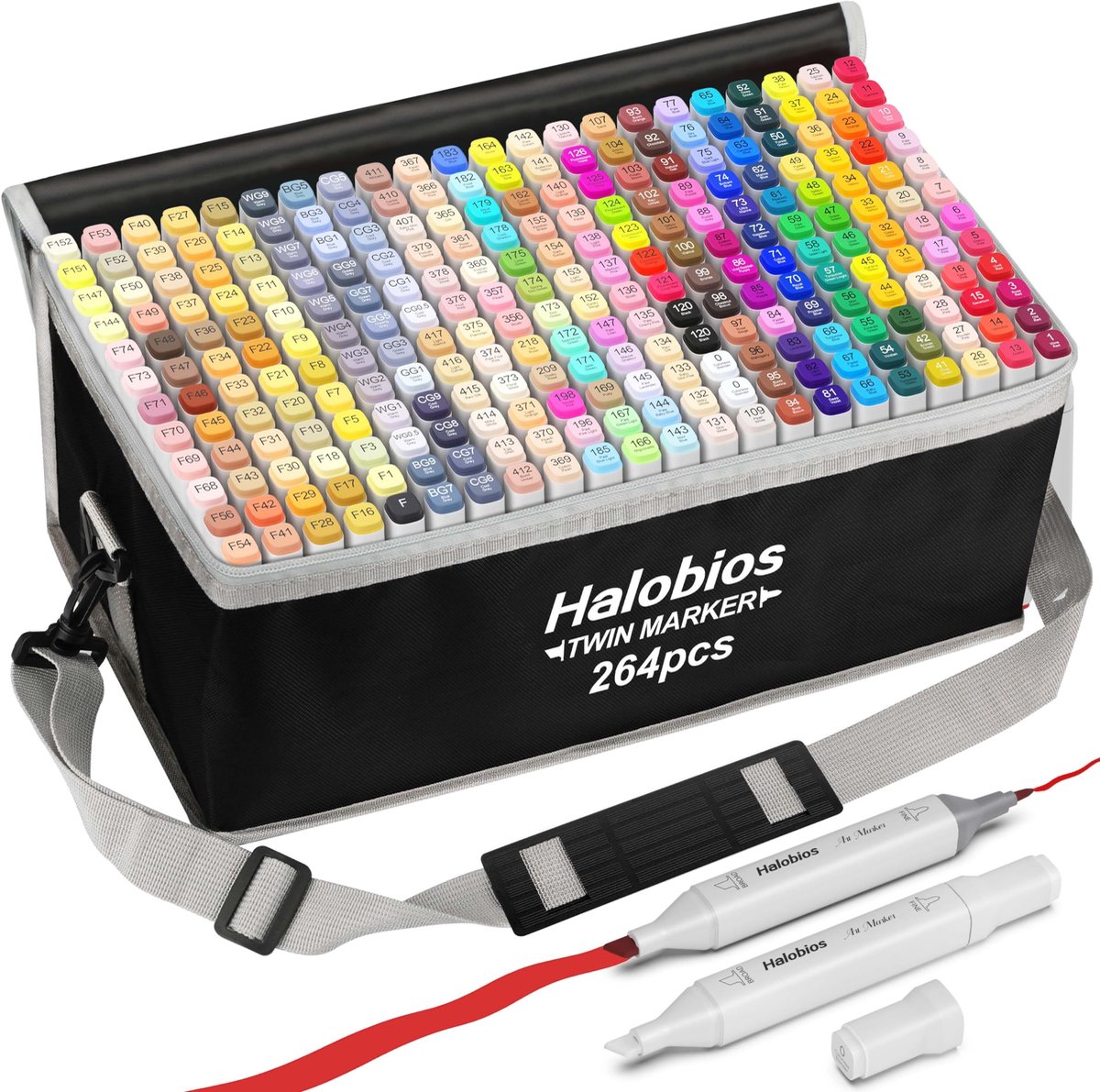 Marker Set - 264 Kleurige Alcohol Markers met Dubbele Punt