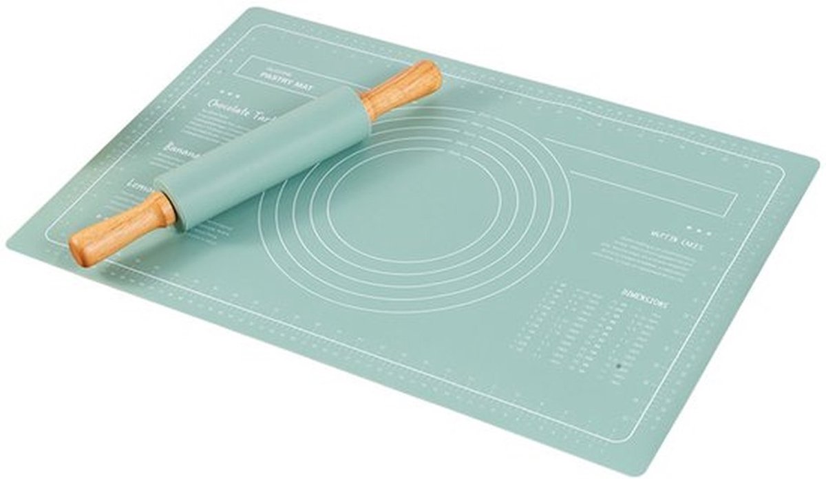 Grote antiaanbak siliconen bakmat voor het kneden en rollen van fondant cakedeeg - Groen