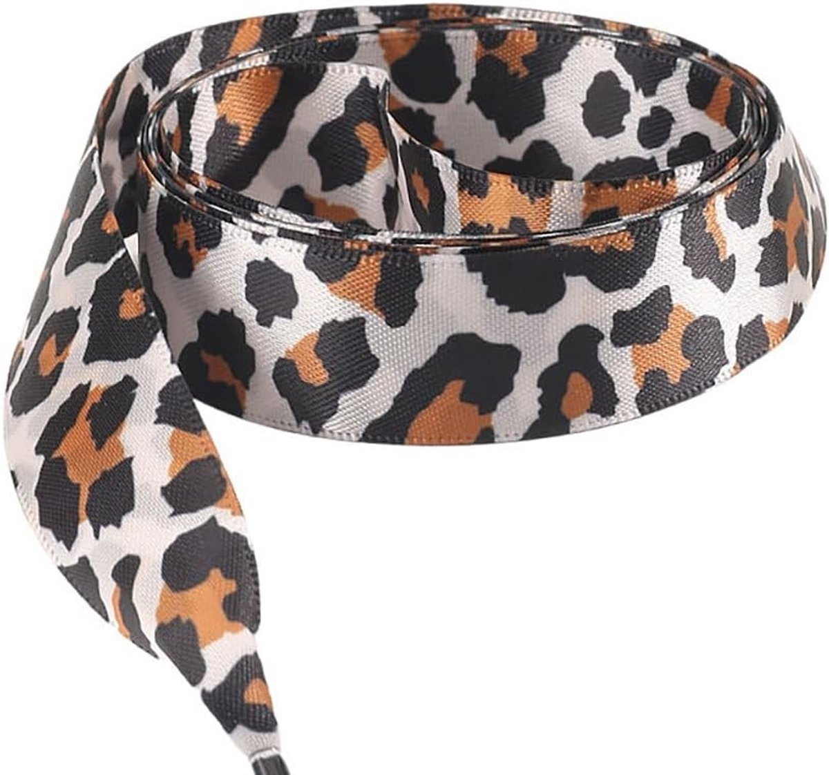 Dierenprint Veters, 2 Paar Elastische Flat Shoelaces met Luipaardpatroon voor Sportschoenen, Wit, 120 cm, Duurzaam en Stijlvol