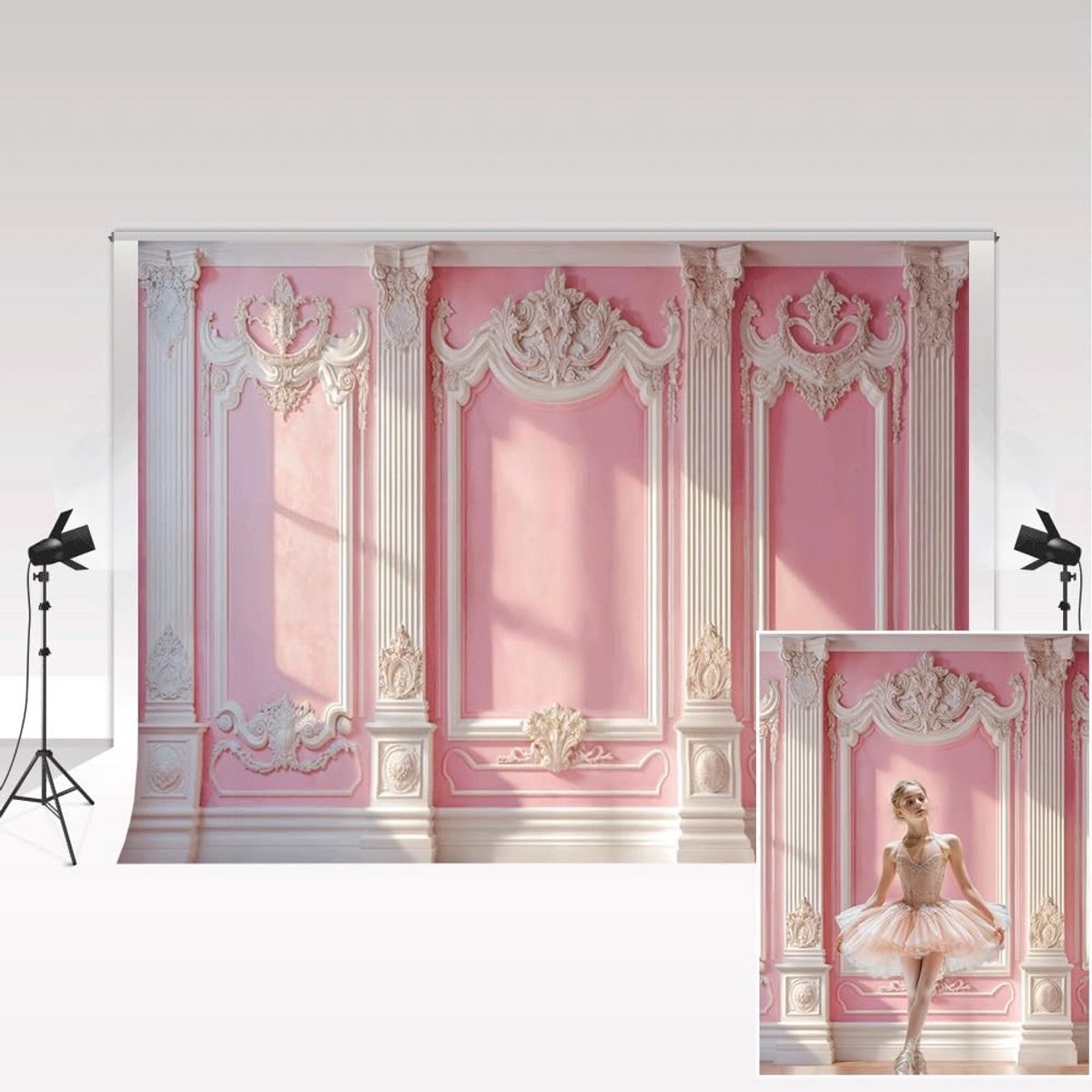 Fotografie Achtergrond - Elegante Roze Vintage Muur - 3x3m