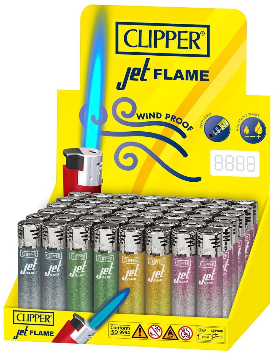 Clipper JetFlame CKJ11 Aanstekers "Metallic Gradient #4" (Display 48 stuks)