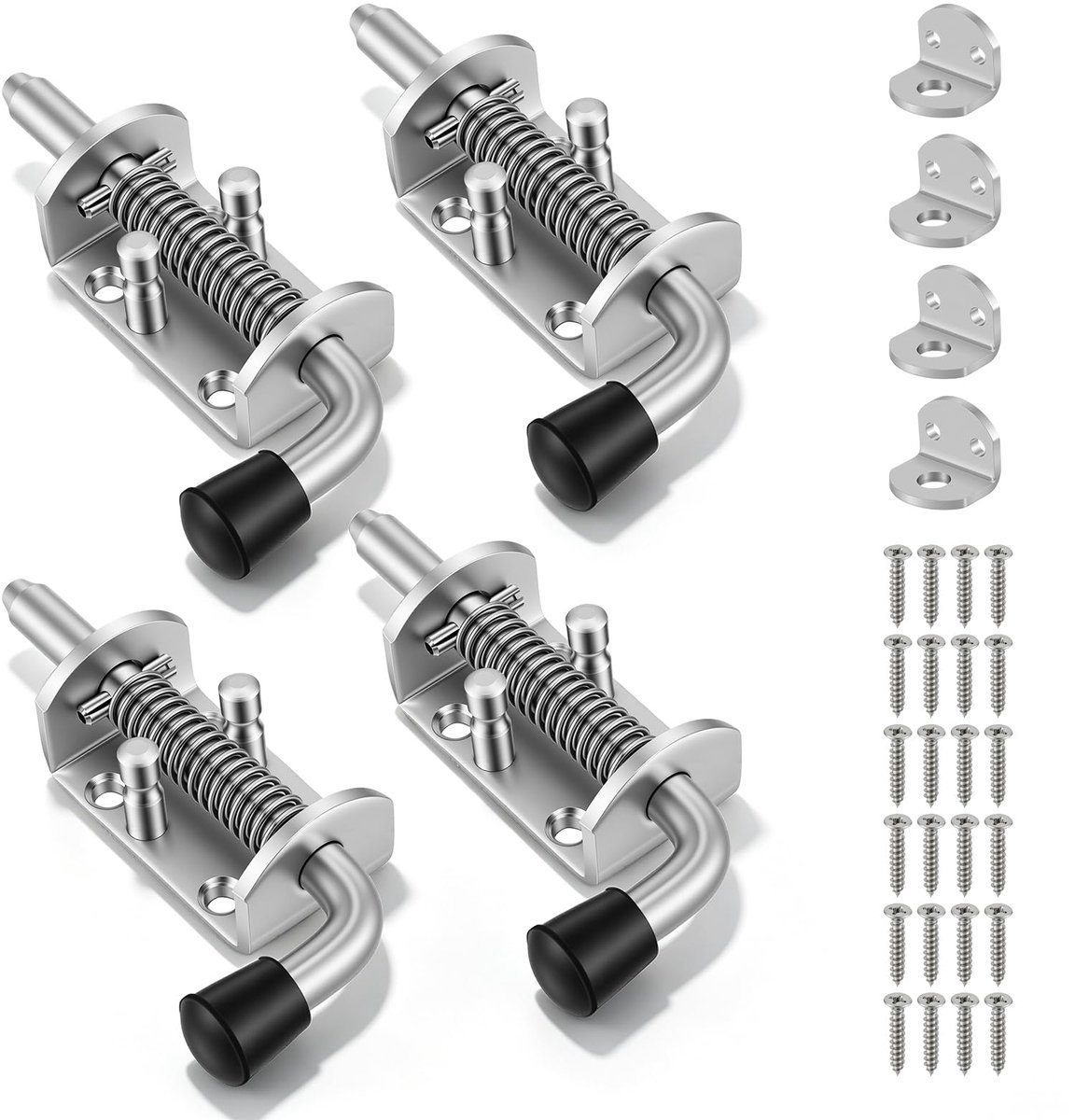 Veerbelaste Vergrendelingsbout - Robuust Roestvrij Staal - Voor Deuren, Ramen, Schuren, Badkamer, Toilet, Slaapkamer - 4 Stuks - 4 x 13,5 cm