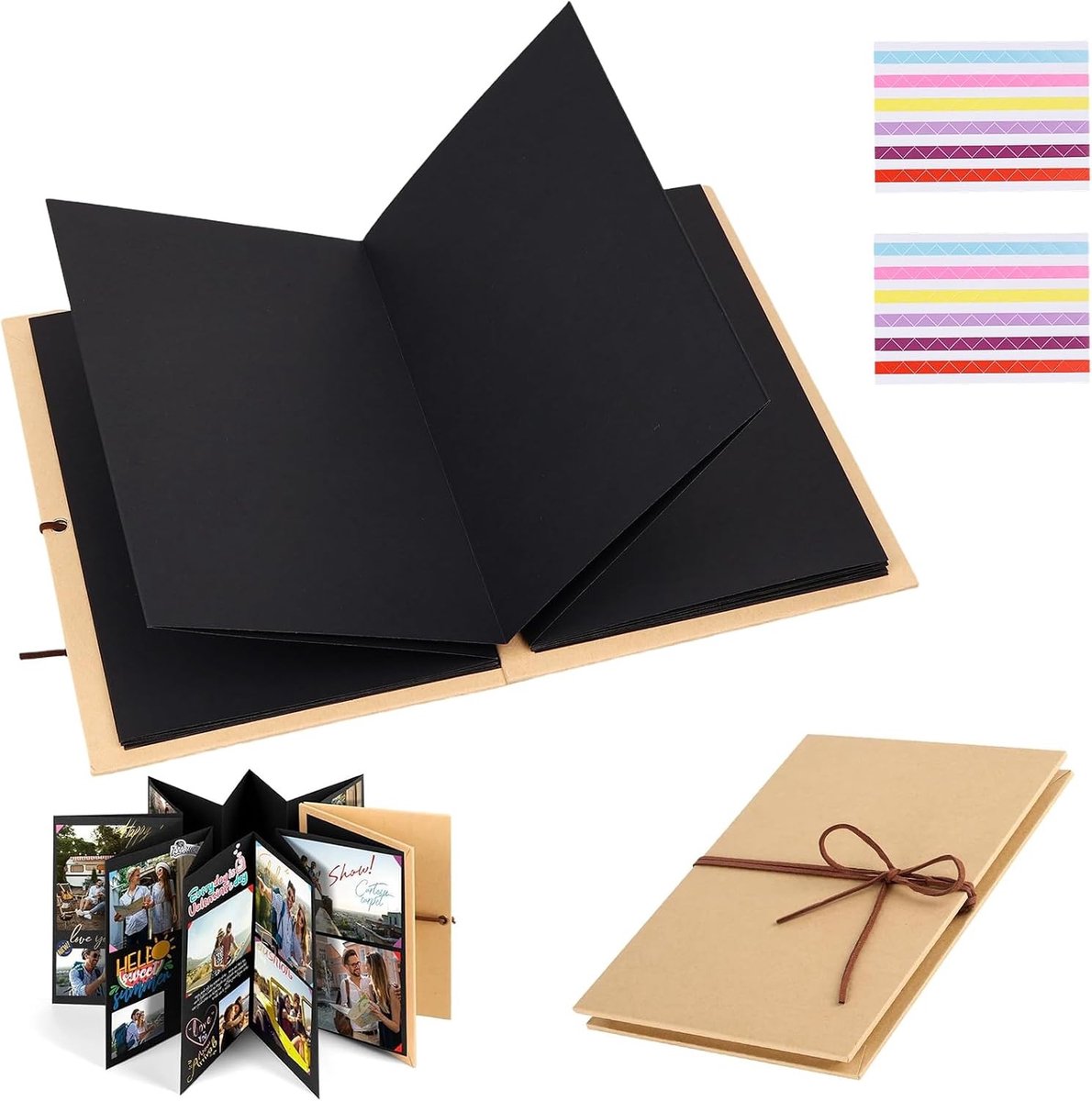 Creatief fotoalbum om zelf te personaliseren, 20 cm in te plakken, 16-voudig (34 pagina's) DIY scrapbook fotoboek voor afstuderen, verjaardag en bruiloft