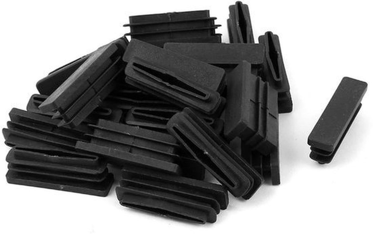 10mm-x-40mm Plastic Rectangular Cap - 24 Stuks - Zwart