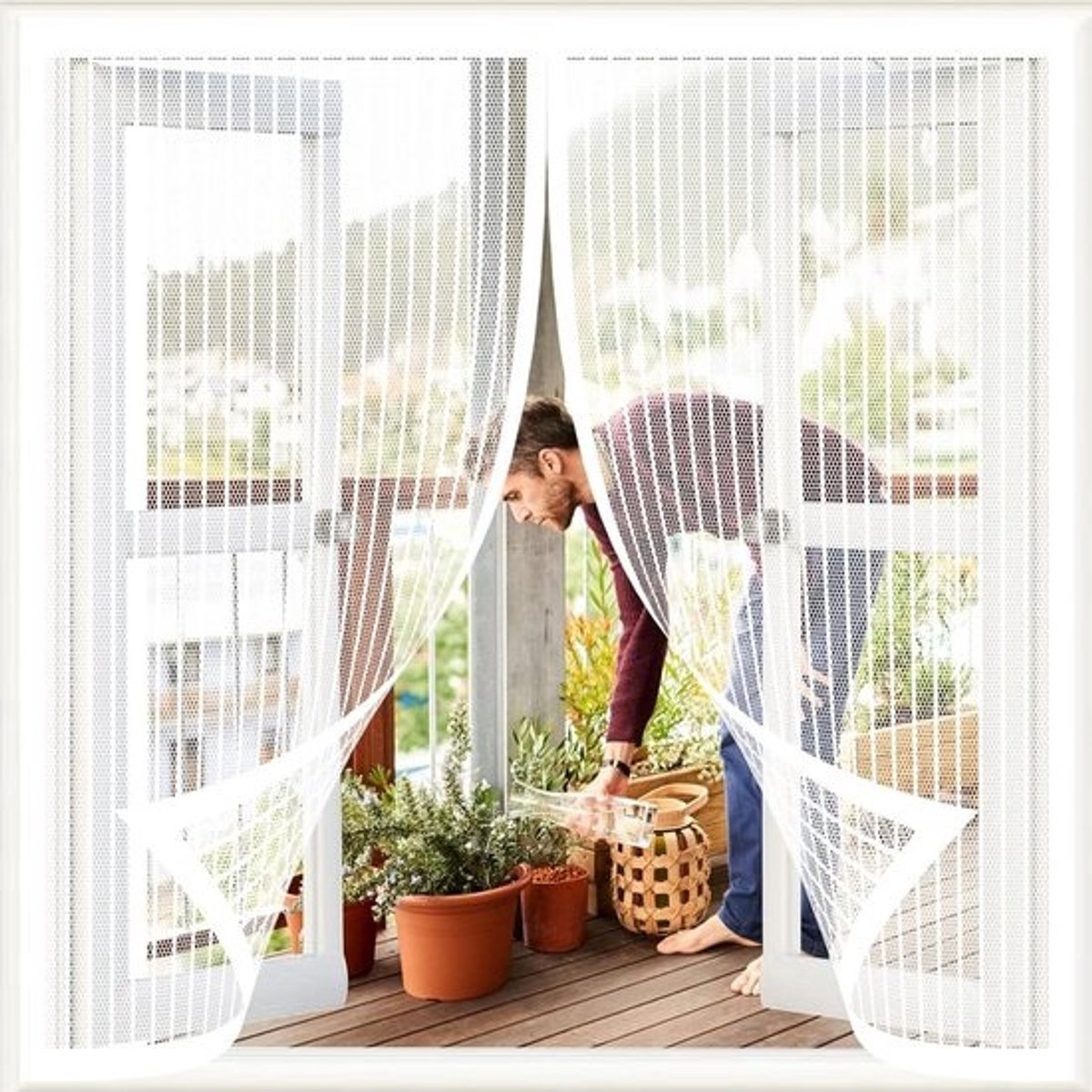 Magnetische Hordeur - Vliegengaas Deur - Insecten Buiten Houden - Zonder Boren te Monteren - 145 x 125 cm - Wit