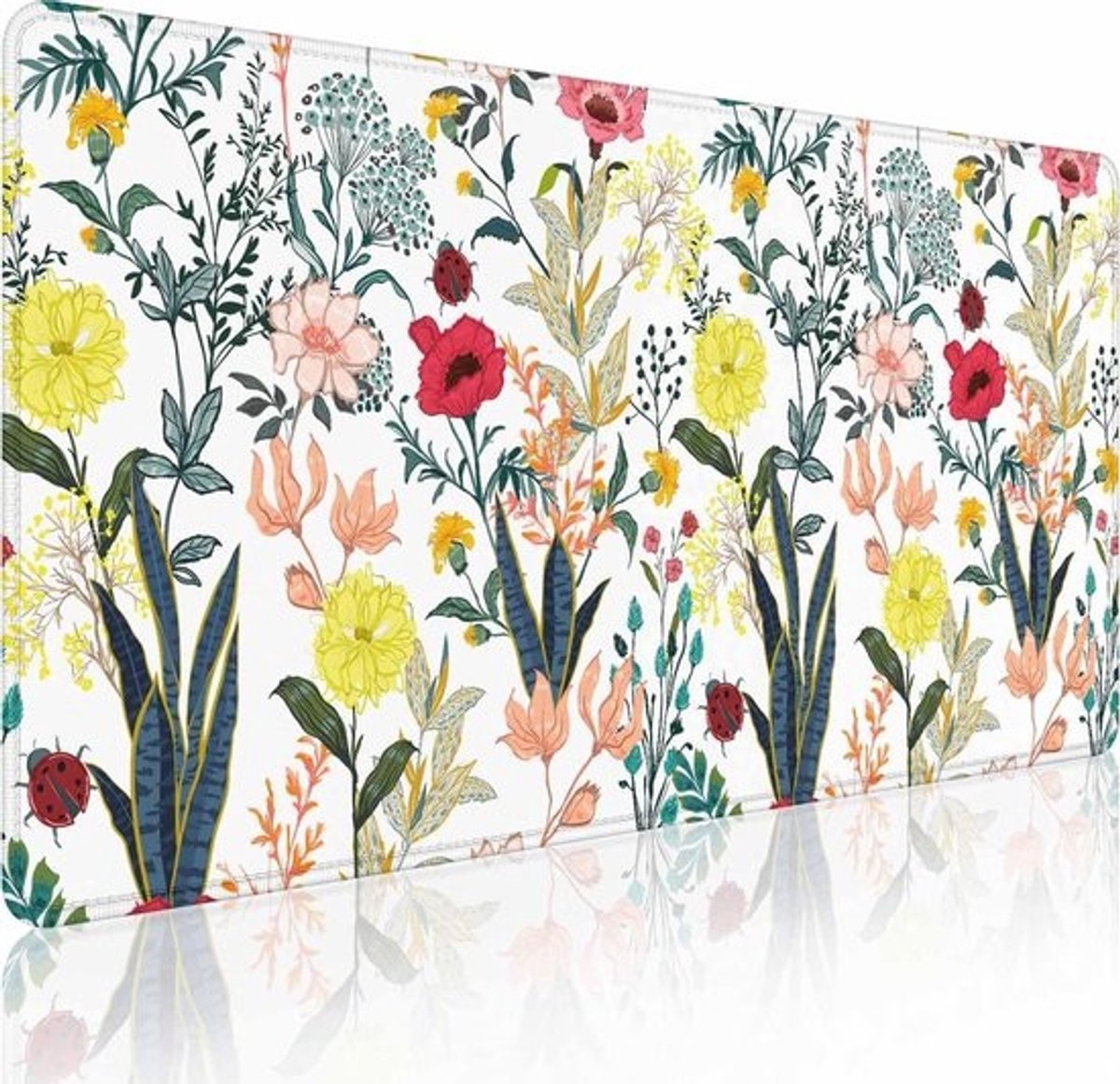 XXL Muismat - Bureauonderlegger Bureau Pad - Gaming en Kantoor - Gestikte Randen - 90 x 40 cm - Bloemenprint