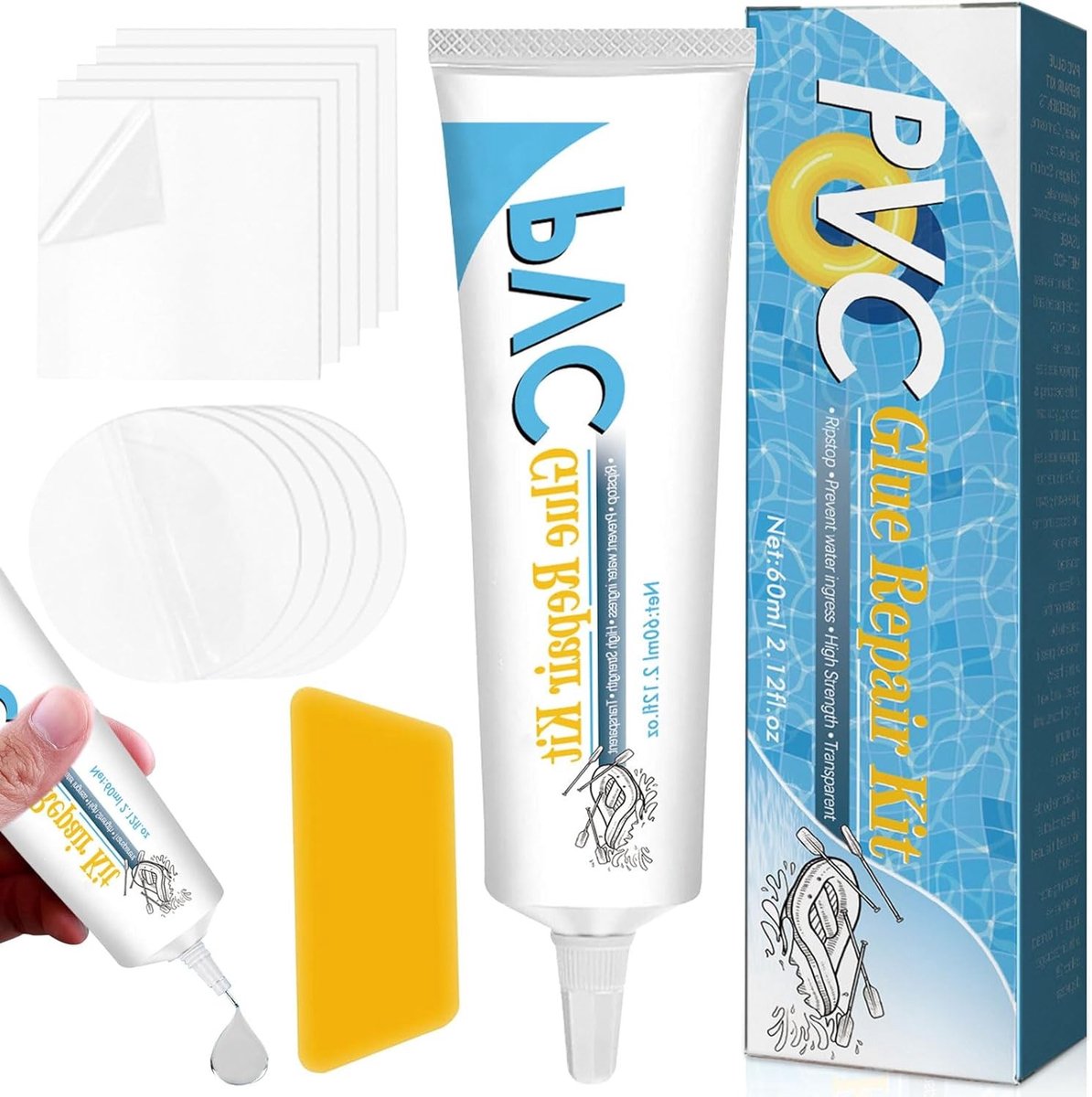 Complete Reparatieset voor Zwembaden en Luchtbedden - Waterdichte Kit voor PVC en Rubber Boote