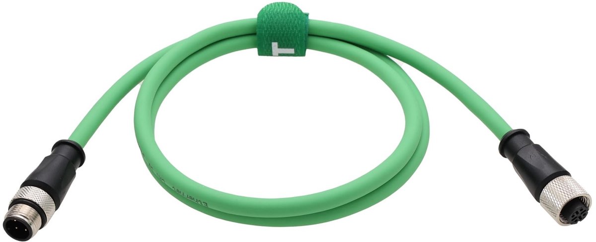 M12 4 Pin D-Coded Ethernet Kabel - Voor Baumer Omron Sick Sensoren - 2m Groen
