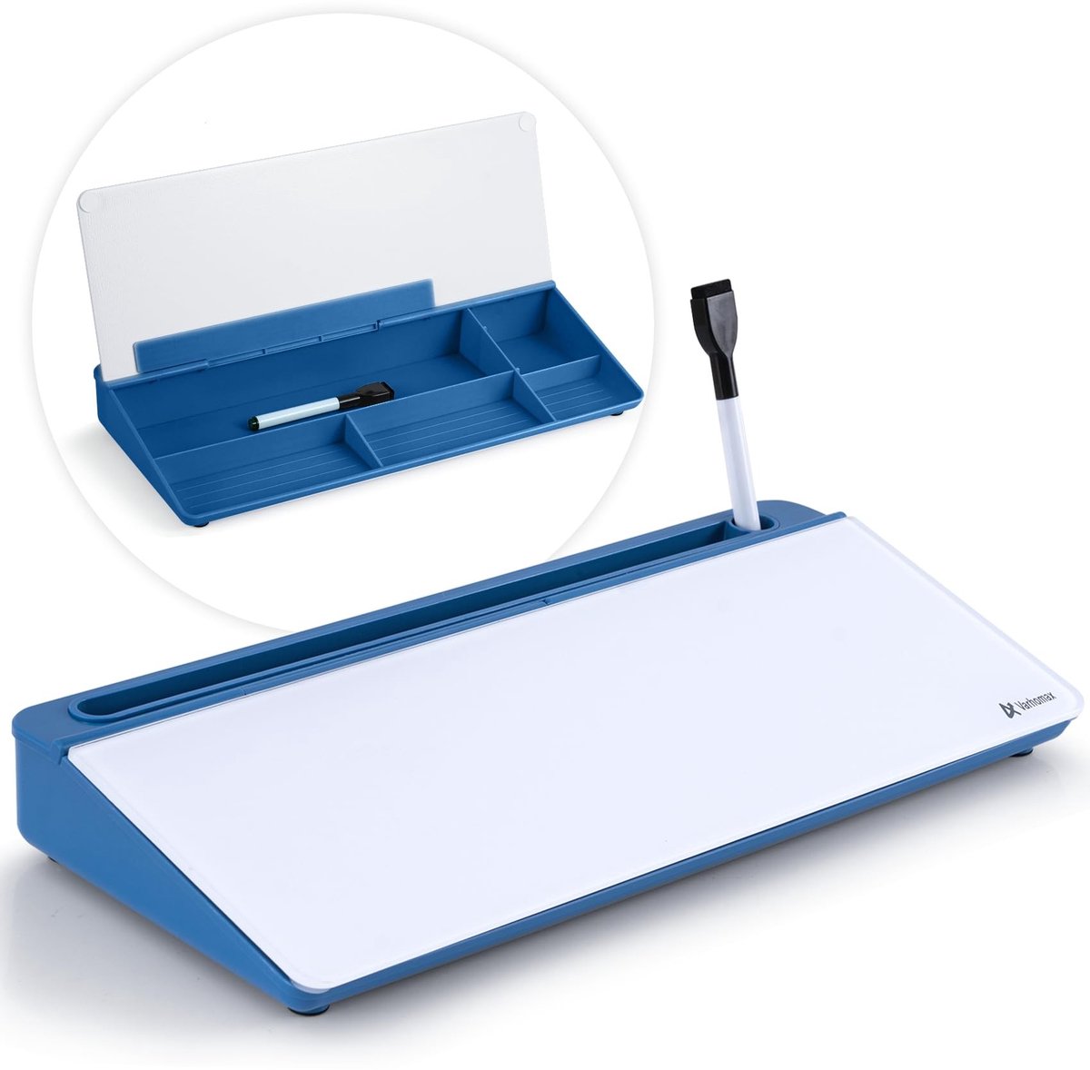Glazen Bureau Whiteboard - Met Opbergfunctie