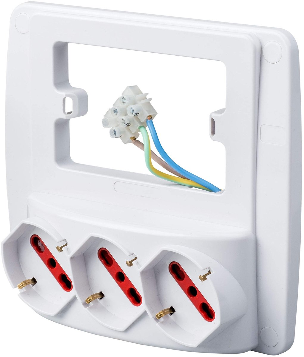 Wandcontactdoos 'smart' met 3 aansluitingen - Wit