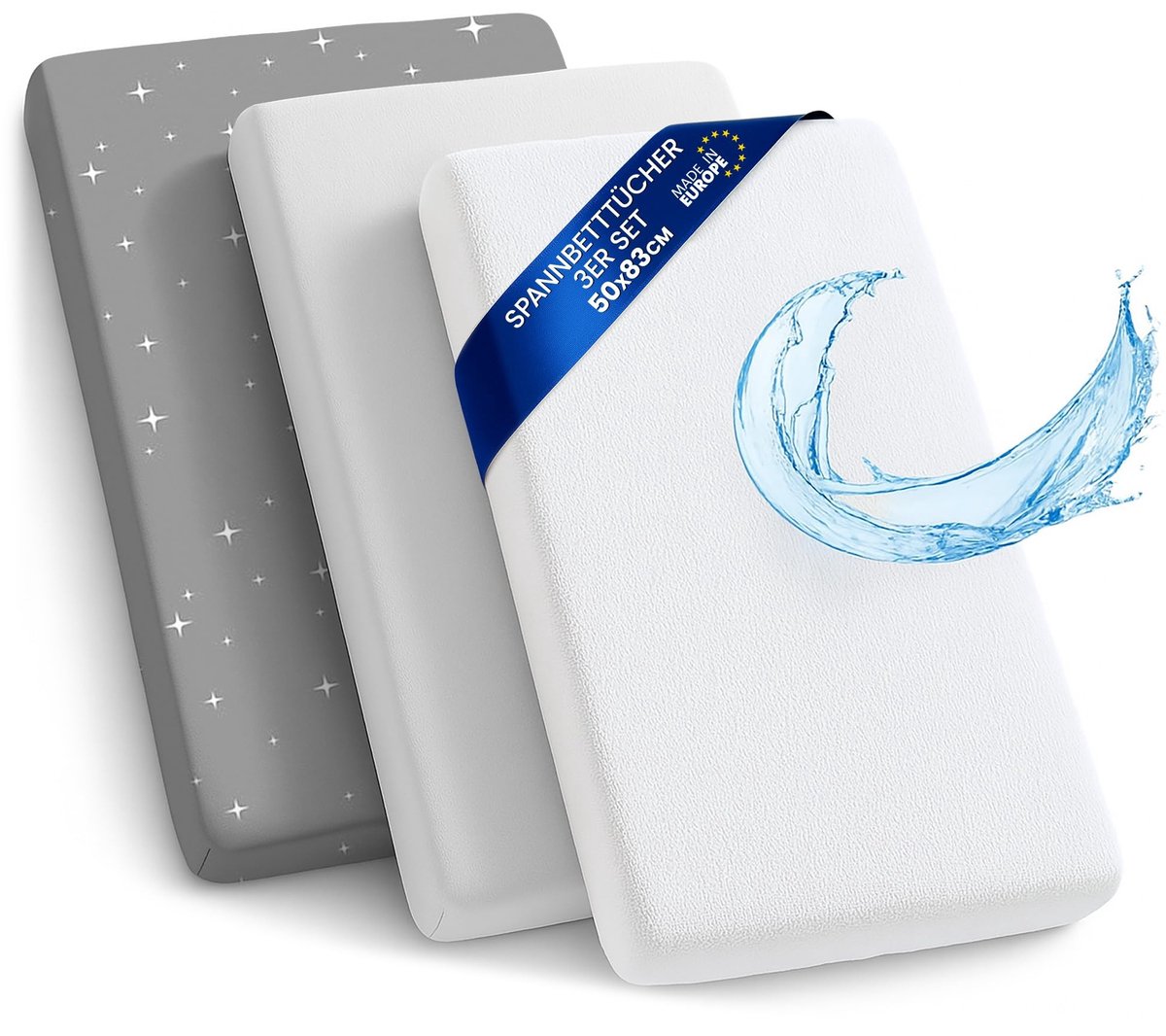 Set van 3 Fitted Sheets met Waterdichte Matrasbeschermer voor Kinderwagen