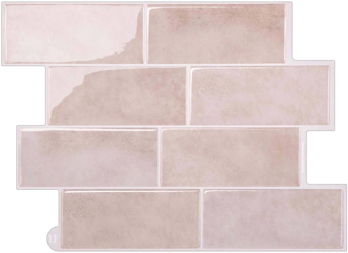 3D Peel and Stick Wandtegels - Retro Metro - 10 Stuks - Roze
