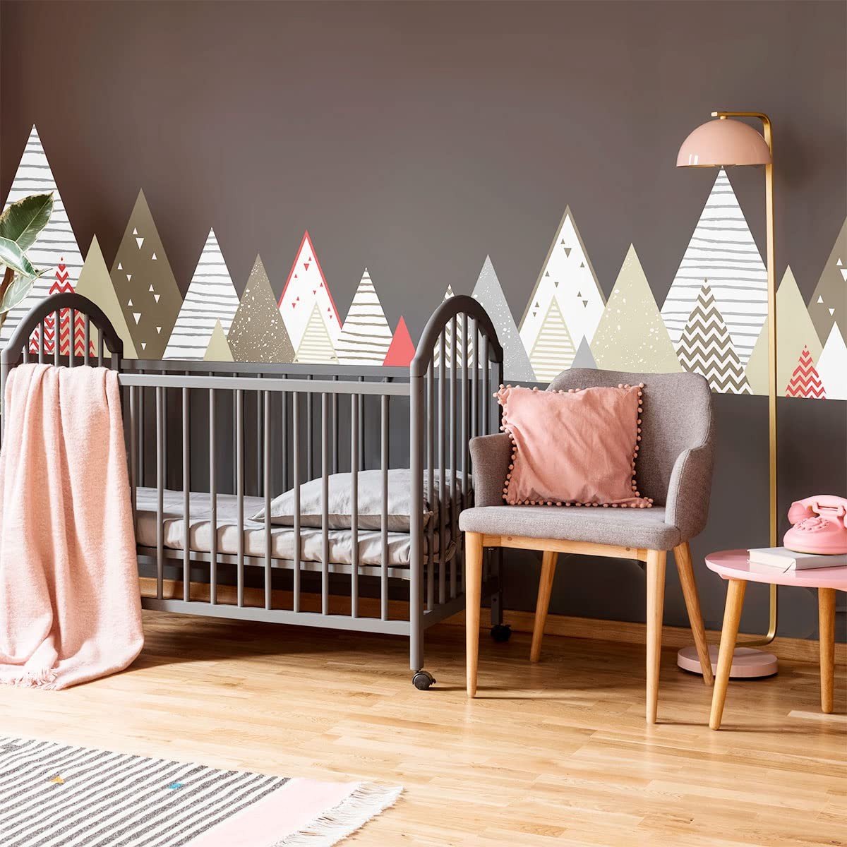 Muursticker Bergen voor Kinderen - Scandinavische Stijl - 110 x 185 cm