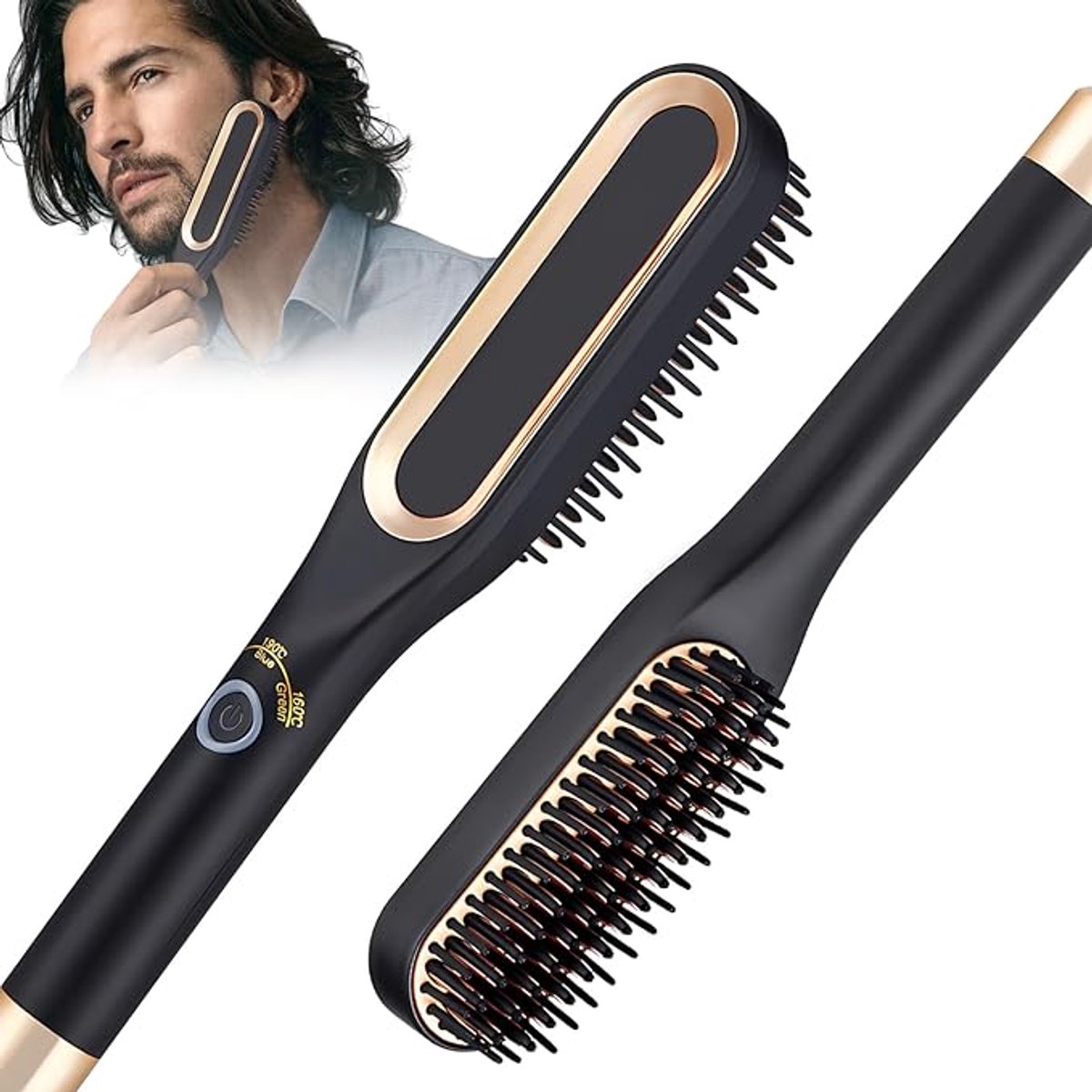 Baardstijltang Mannen – Elektrisch Mini met 3 Temperaturen 160-220°C | 3D Tandkam | Voor Baard & Haar Stylen