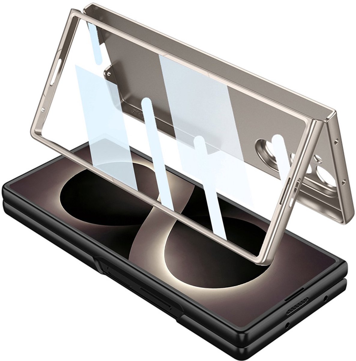 CaseMania Backcase hoesje geschikt voor Samsung Galaxy Z Fold 8 Ultra - Zwart - TPU (Zacht) - Ultra Dun - Ingebouwde Screen Protector Fingerprint Compatible