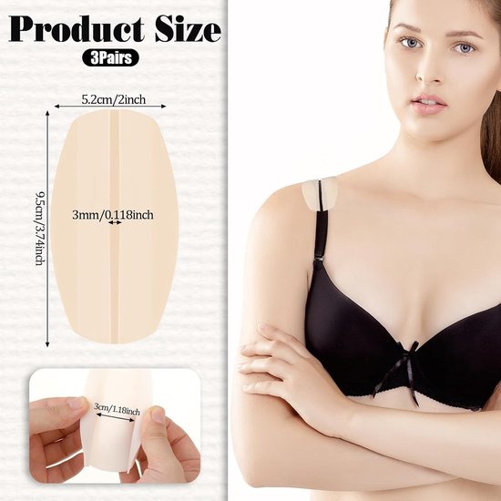 Set van 6 Siliconen Bh-Haakjes, Zachte Bh-Haakjes, Antislip Schouderpads voor Comfort en Ondersteuning voor Vrouwen en Meisjes (Meerkleurig) — afbeelding 5