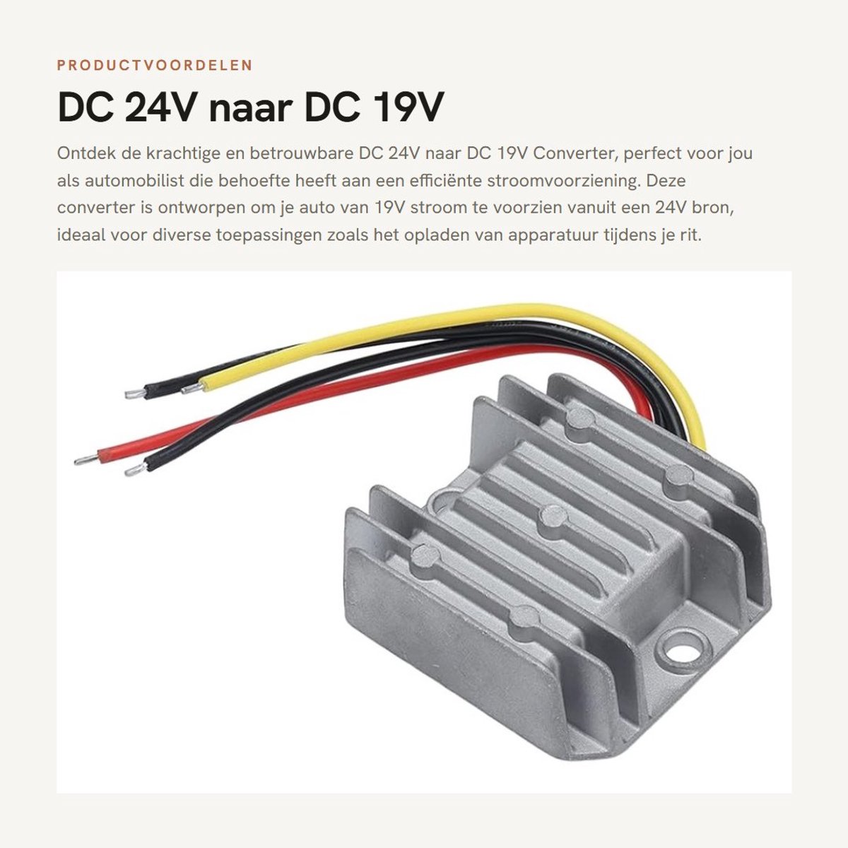 Dailygoods - DC 24V naar DC 19V Converter - Waterdicht en Compact - Energiezuinig - 190W DC Converter - Geschikt voor Auto's