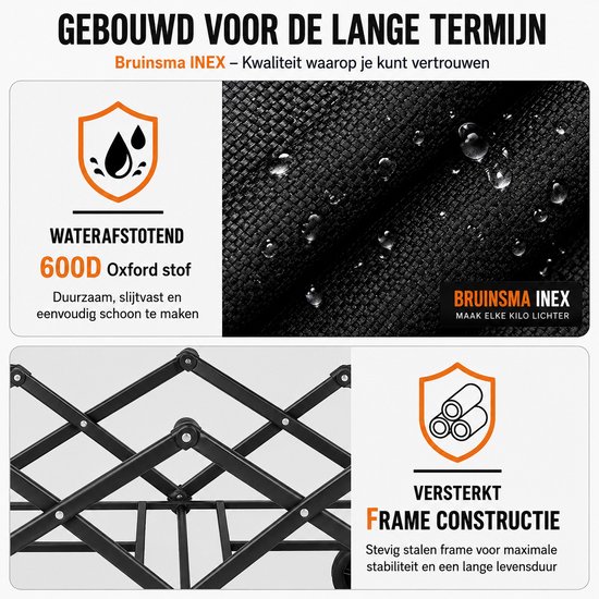 Bruinsma INEX bolderkar - opvouwbare bolderkar - inklapbare bolderkar - opvouwbare kar - 90Lx50Bx59.5H CM - 150L - Zwart — afbeelding 5
