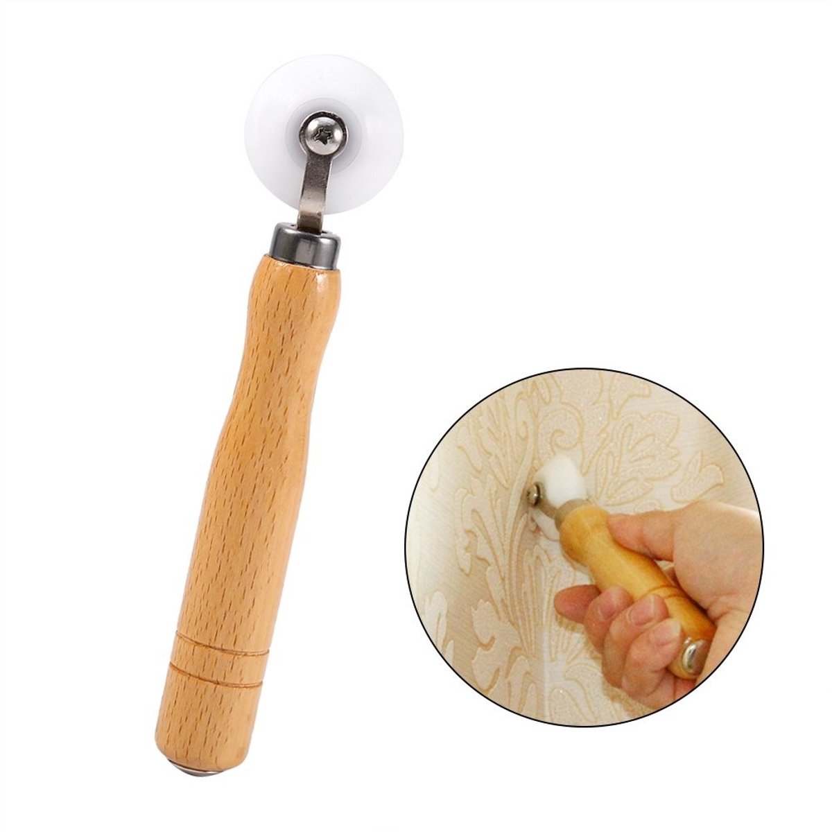 Dailygoods- Behangroller 18,5 cm - Hoekbehang - DIY Tool - POM/Hout - Roldiameter 4 cm - Lichtgewicht 81 g - Behangtool