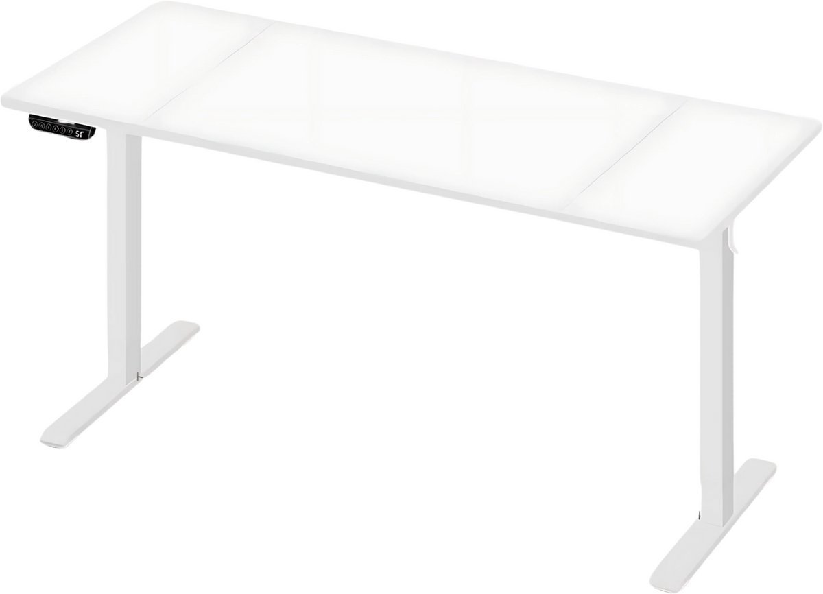 Bureau 140x60cm - Verstelbaar, Met USB-Oplaadpoort en Geheugeninstellingen en 140x60cm white - Voor Thuis en Kantoor