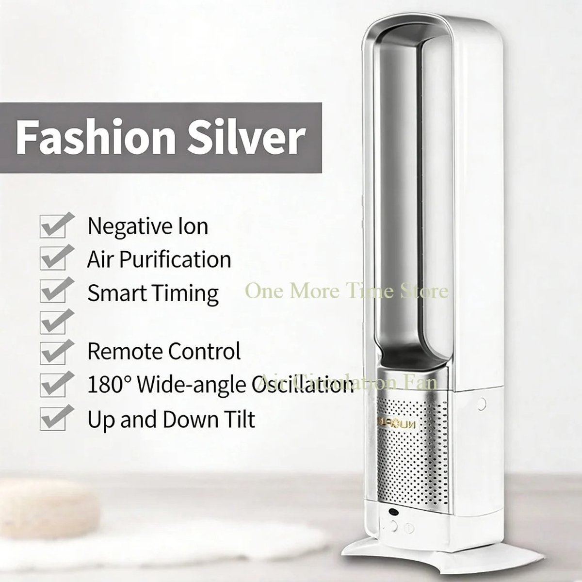 Archi Bladloze Torenventilator – Statiefventilator - Lucktkoeling - 8 Snelheden – Afstandsbediening – 90° Oscillatie – Ultra Stil – Wit