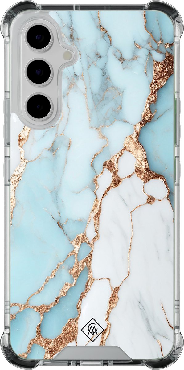 Casimoda® hoesje - Geschikt voor Samsung Galaxy A55 - Marmer Lichtblauw - Shockproof case - Extra sterk - - Multi, Transparant