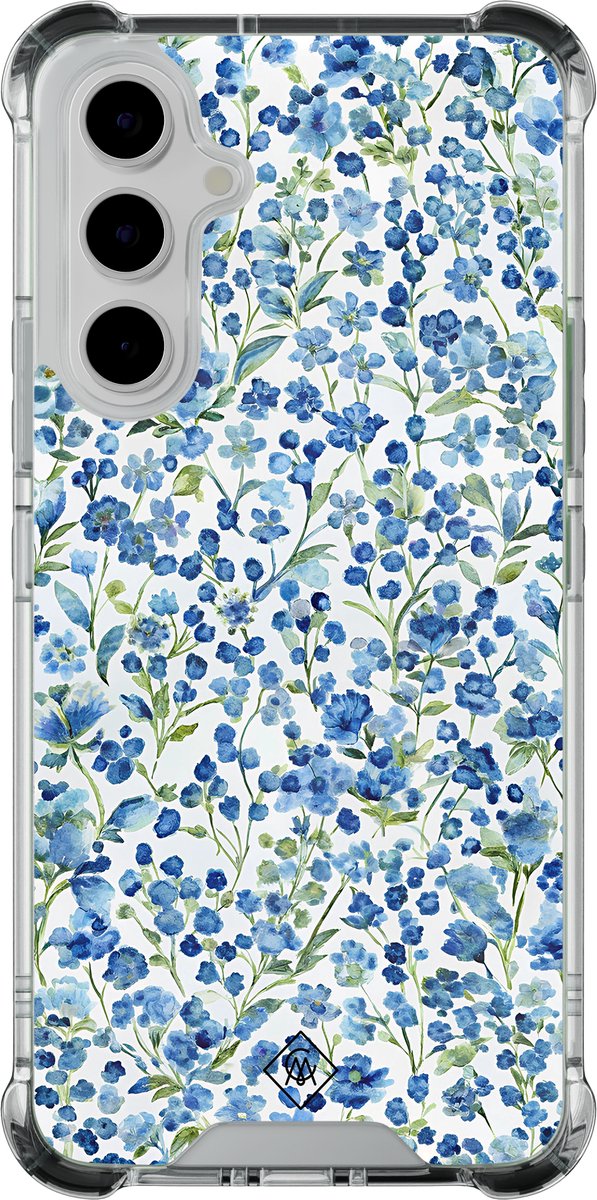 Casimoda® hoesje - Geschikt voor Samsung Galaxy A55 - Vintage Blue Floral - Shockproof case - Extra sterk - - Multi, Transparant