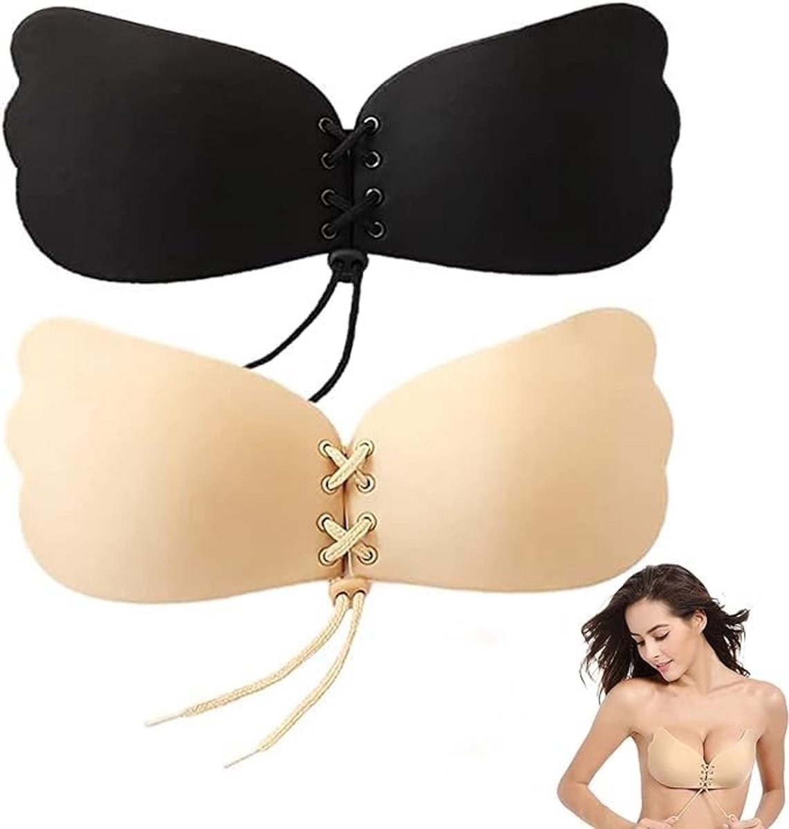 Elzusha - 2 Stuks Zelfklevende Push-Up Bh's voor Vrouwen
