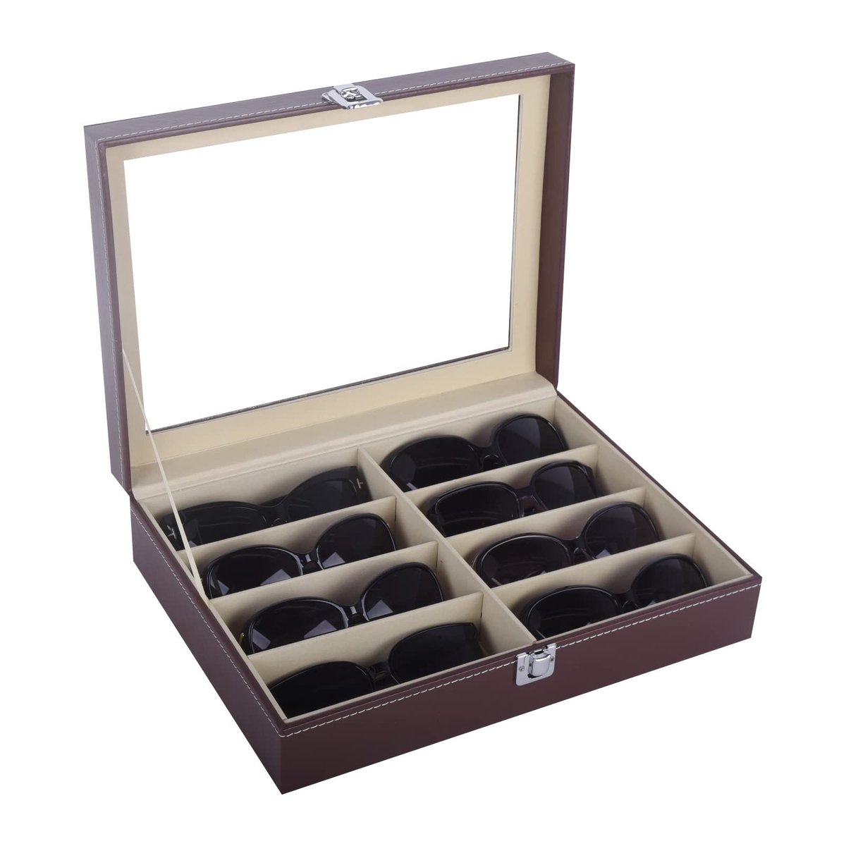 Elzusha - Bruine Eyeglass Case Organizer voor Zonnebrillen - 8-delige Set