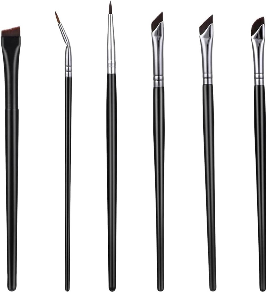Set van 6 Professionele Eyeliner Penselen met Fijne Punt, Ideaal voor Oogschaduw, Concealer en Precisiewerk, Perfect voor Beginners en Make-up Liefhebbers