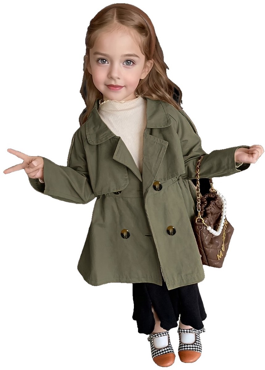 Currero Mantel Meisjes Tussenmantel Meisje Winter Jas Mantelpakje Trenchcoat Overjas Overcoat Winterjas 9-10 Jaar Groen