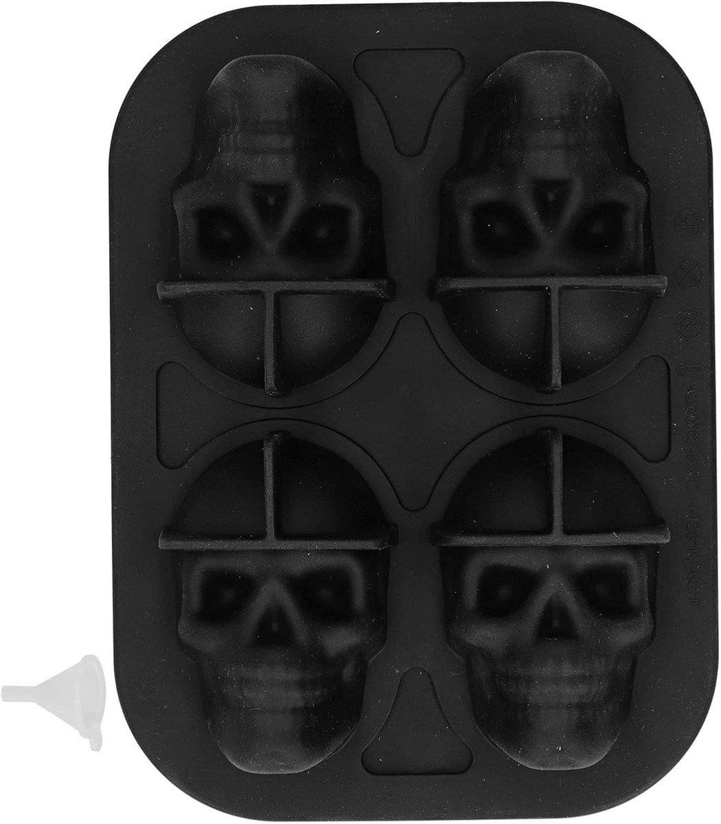3D Schedel Siliconen Mallen voor IJsblokjes, Cake, Chocolade en Fondant - 4 Stuks, Ideaal voor Cocktails en Whisky