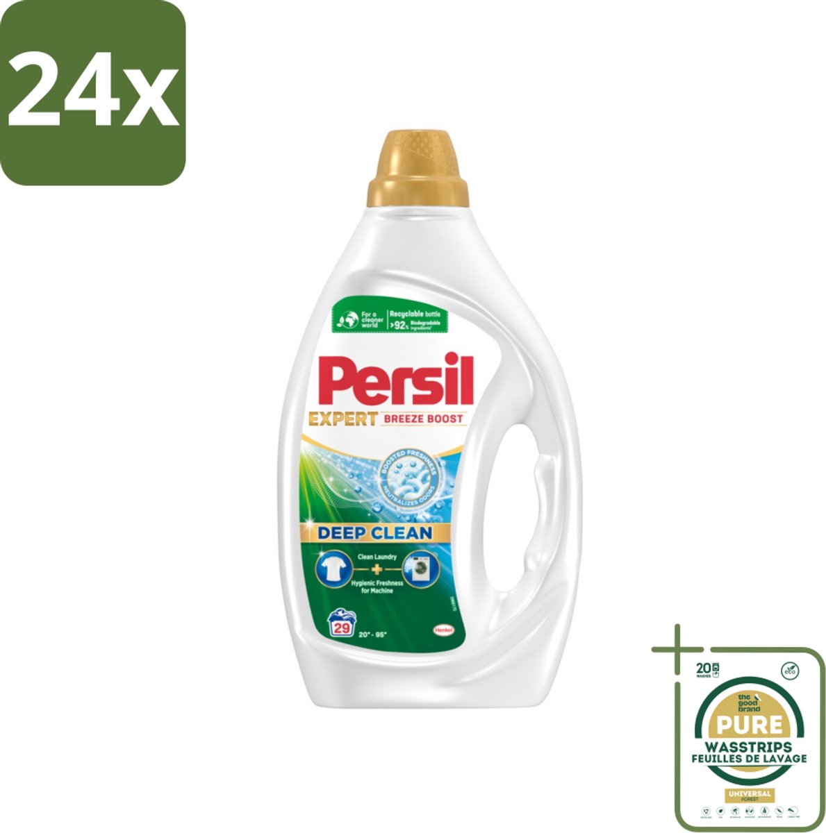 Persil Wasmiddel Gel 29 Wasbeurten Breeze Boost 1,305 liter - Voordeelverpakking - 24 stuks - Persil - Vlekken verwijderen