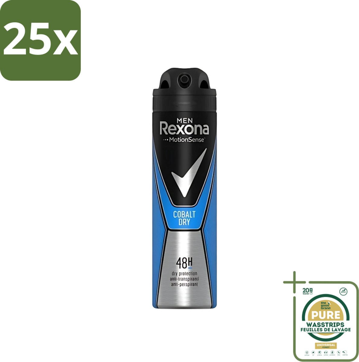 25 x Rexona Men - Deodorant Spray - Motion Sense - Cobalt Dry - Anti-Transpirant & Perspirant - 150ml - Grootverpakking - Anti-transpirant - Deodorant Spray - Mannelijke Deodorant - Frisse Geur - Bescherming Tegen Transpiratie