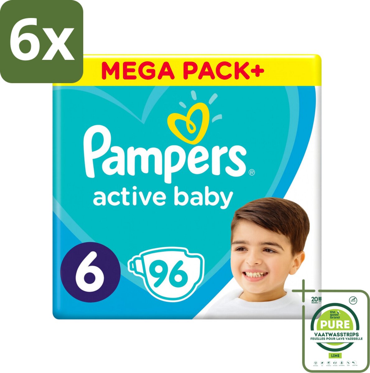 Pampers - Active Baby - Luiers - Maat 6 (13-18 kg) - Extra Groot - 96 Luiers - Voordeelverpakking - 6 stuks - Pampers luiers - Baby luiers