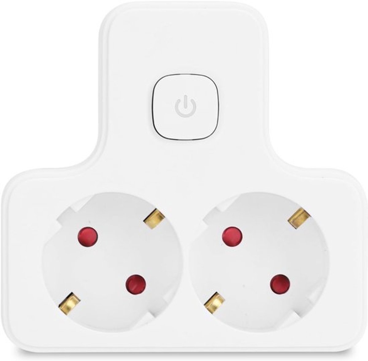 Franse Stekker Adapter met 2 Stopcontacten en Schakelaar - Kindveilige Wandstekker, 16 A, 250 V, Wit
