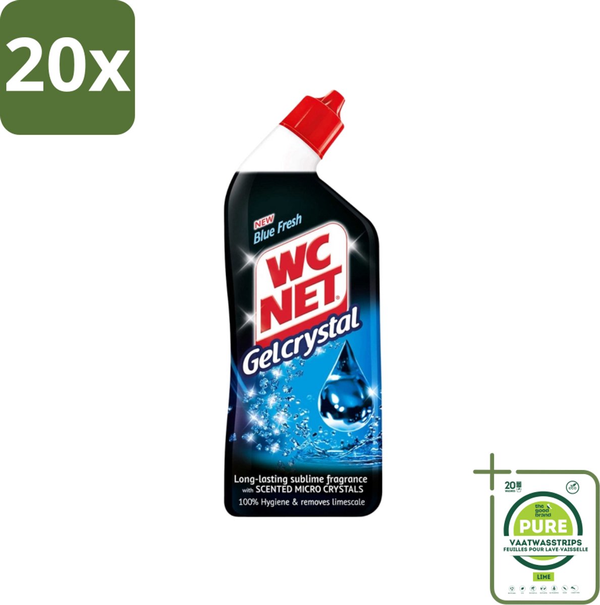 20 x WC-Net - Toiletreiniger - Gel - Blue Fresh - Anti-Kalk - 750 ml - Grootverpakking - Toilet Schoonmaak - Toilet Reiniger - Kalkverwijderaar - Toiletgel - Frisse Geur