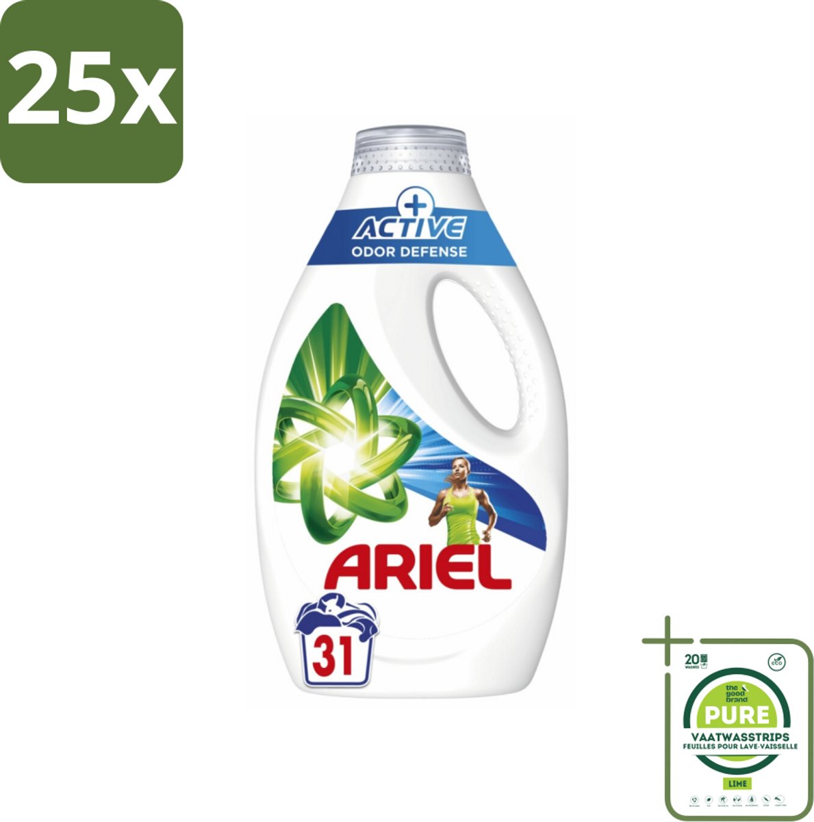 25 x Ariel Original - Actieve Geurbestrijding - Vloeibaar Wasmiddel - Witte en Gekleurde Was - 31 Wasbeurten - Grootverpakking - Wasmiddel - Vloeibaar Wasmiddel - Ariel - Geurbestrijding - Frisheid