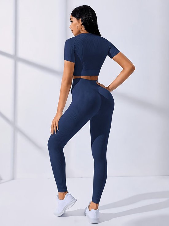 Currero Pilates Pak Dames - Yoga - Buttshaper - Gym - Fitness - Butt Lift - Bil Vergrotend - Heup Liftend - Yogakleding - Donkerblauw XS — afbeelding 4