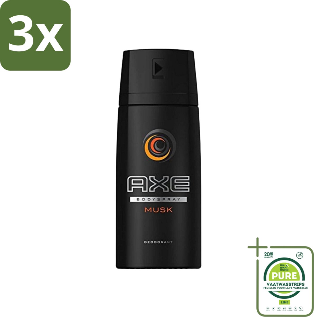 3 x Axe - Deodorant Bodyspray - Musk - 150 ml - Grootverpakking - Mannen Deodorant - Musk Geur - Deodorant Bodyspray - Langdurige Frisheid - Axe Deodorant